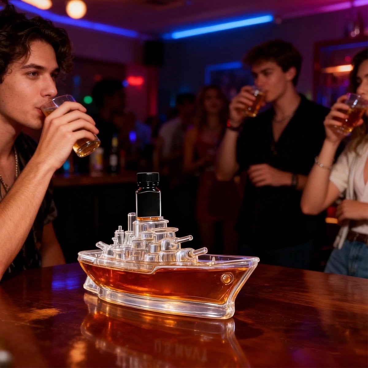 Unieke wijnkaraf in de vorm van een oorlogsschip voor jouw thuisbar, 350 ml, Ship A