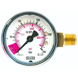 Inhaltsmanometer mit roten Bereich für CO2-Ende, 1/4` AG