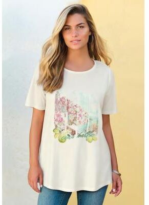 Plus Size Women's Plus Size Travel Graphic Tee by Roaman's in White Ciao Bella (Size 26/28) Shirt
