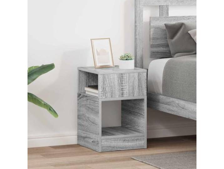 Beistelltisch Sonoma 2-teilig grau 30,5x30x45cm Holzwerkzeug, Regale und Fächer, minimalistisches Design, für den Innenbereich, Reinigung mit einem feuchten Tuch