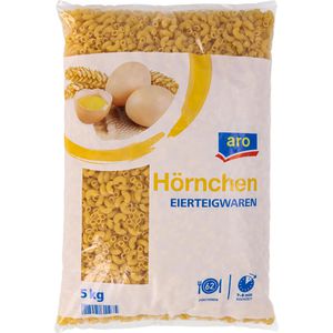 Aro Nudeln Hörnchen, Hartweizen und Vollei, 5 kg