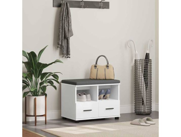 Banc d'entrée - VIDAXL - 60 x 38 x 46 cm - Coussin moelleux - Tiroir de rangement - Blanc