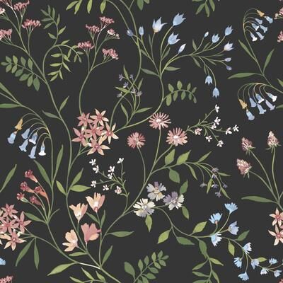 RoomMates Green & Pink Meadow Mix Peel and Stick Wallpaper