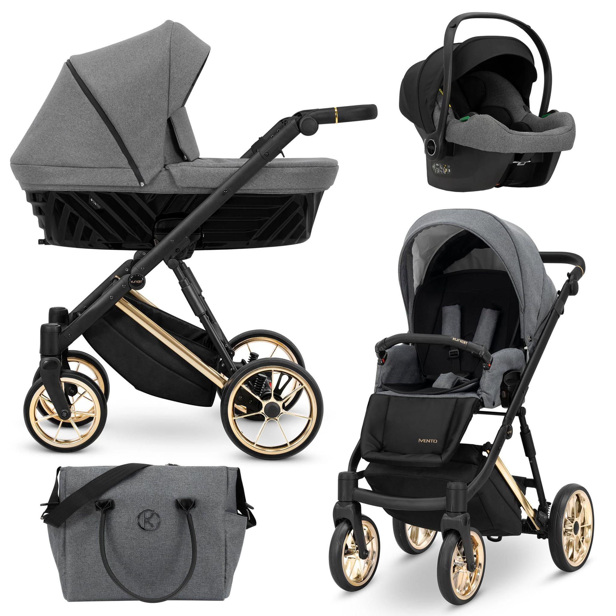 Kinderwagen Kunert Ivento Premium 3in1 - goldene Rahmenfarbe - Farbe: Tiefes Graphit