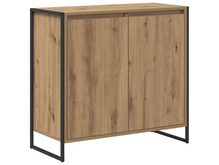 Roanoer Seitenschrank Kunsthandwerk Eiche 79 x 36 x 75 cm Kommode Kompakte Kommode im Industrial Design mit 2 Türen und Metallbeinen für Wohnzimmer und Flur.