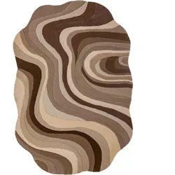 TEPPICH aus Wolle, handgetuftet, EFFRA, in Natur, Wellen-Swirl, 200 x 290 cm