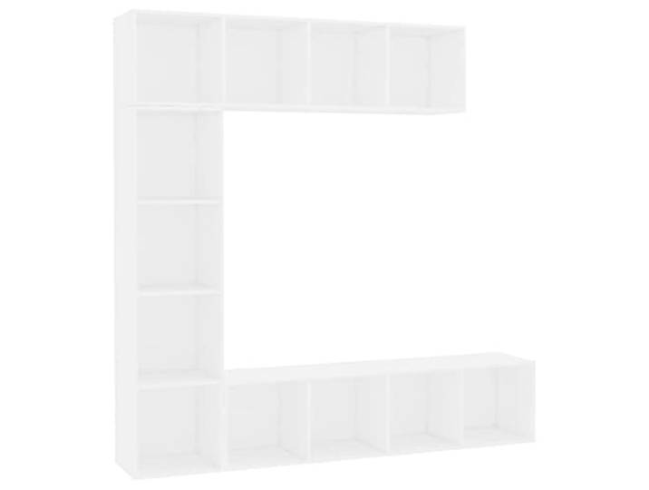 Kaorsrow 3-TLG. TV-Schrank & Bücherregal Set Weiß, 180x30x180 cm Vielseitige Wohnwand für Wohnzimmer: 12 offene Fächer schaffen Ordnung für Medien, Bücher und Dekoration.