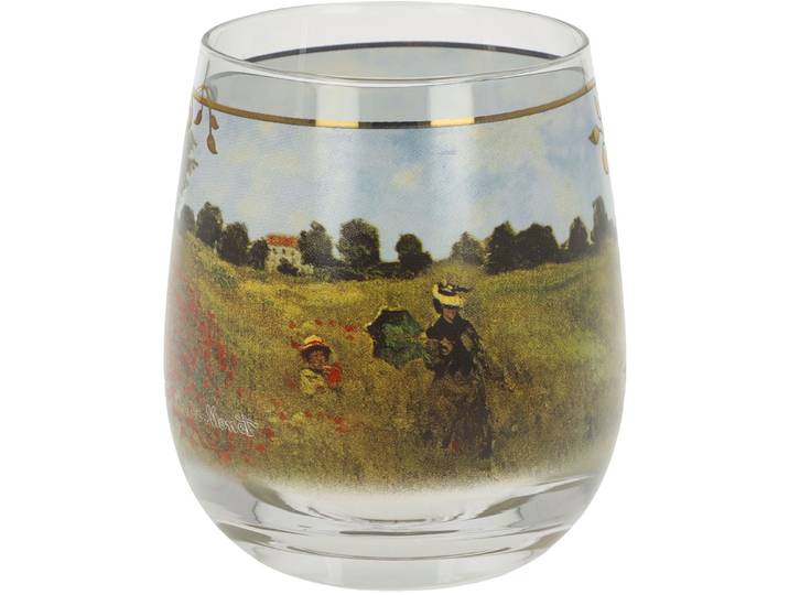 Windlicht GOEBEL Windlicht Claude Monet- Mohnfeld , bunt, B:8,5cm H:10cm T:8,5cm, Glas, Kerzenhalter, Windlicht