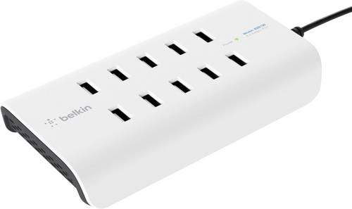 Belkin RockStar USB Ladestation 120 W 10x USB-A Weiß, Schwarz Innenbereich
