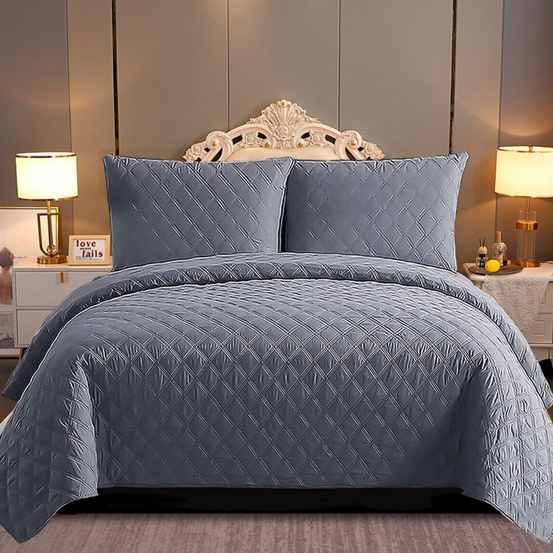 Quality & Style Bedspread with Pillow Shams and Pillowcases Grey Single Bedspread + 1 Standard Sham