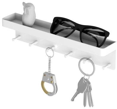 Perfect Picks Market Wall Key Holder With Mail Organizer Shelf And Hooks Entryway Organizer Rack 1pc White