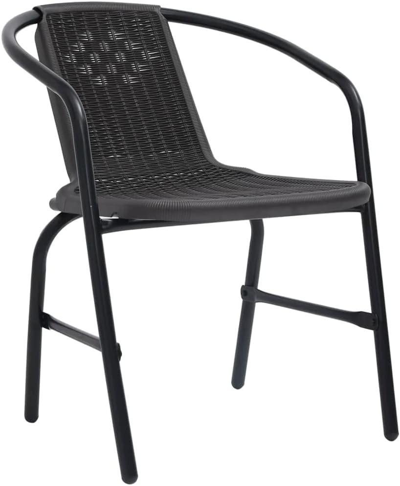 6 stapelbare Gartenstühle in Rattan-Optik aus Kunststoff und Stahl, bis 110 kg pro Sitzplatz belastbar