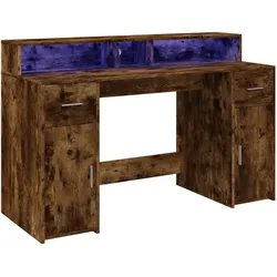 Helloshop26 - Schreibtisch Arbeitsplatz Computermöbel Schreibtisch mit LED-Beleuchtung geräucherte Eiche 140 x 55 x 91 cm braunes 02_0023784