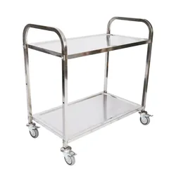 Helloshop26 - Servierwagen aus Edelstahl mit 2 Ablagen bis 150 kg mobiler Küchenwagen Edelstahl 16_0002575
