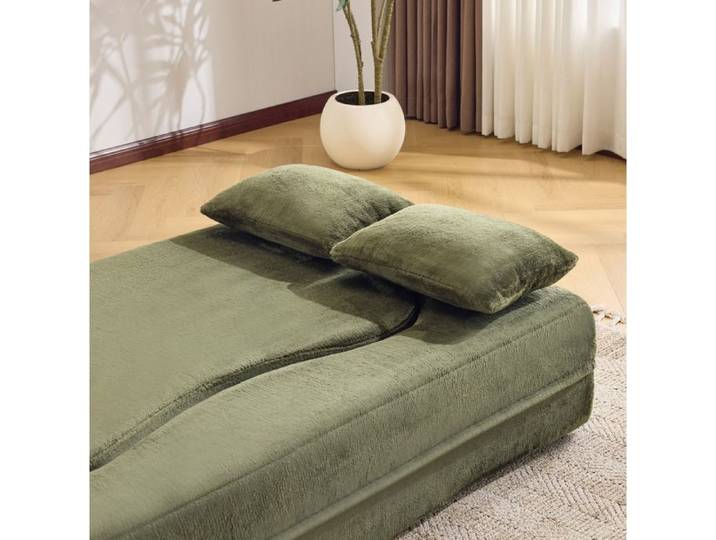 WOVREO canapé-lit convertible 2-en-1 pliable sans montage mousse haute densité vert olive 2 places
