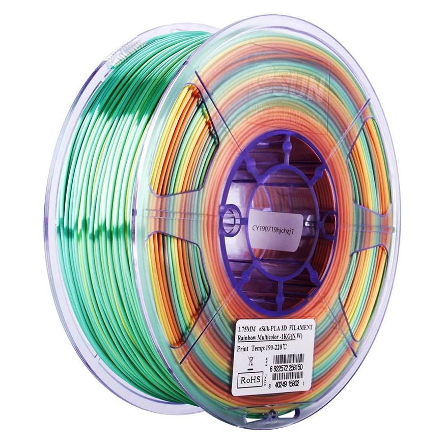 eSUN Filament PLA Silk Regenbogen 1.75mm 1000g (PLA, 1000 g, 1.75 mm) (EPLA-SILK175RB1)