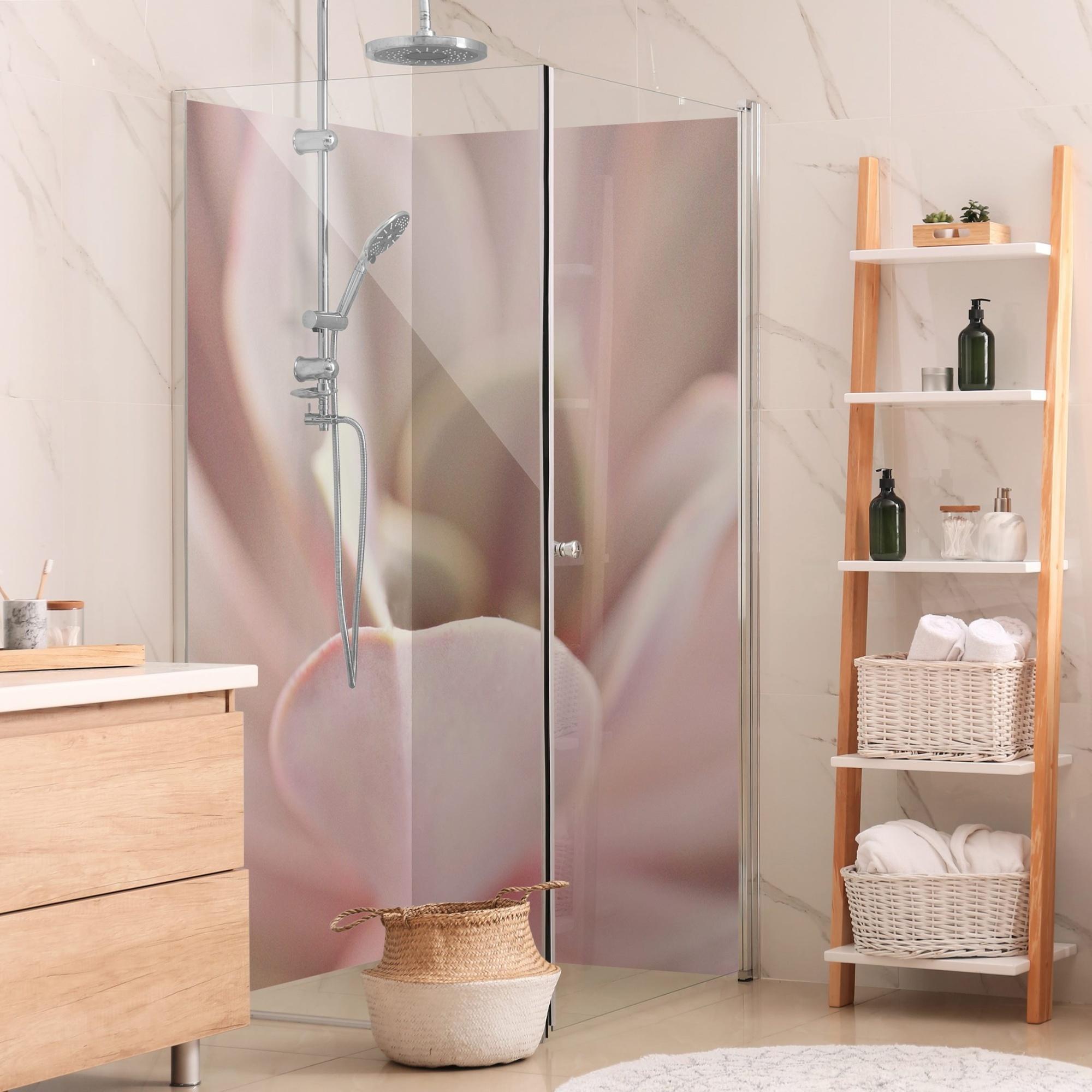 Duschrückwand mit Motiv selbstklebend - 0.61 mm Wandpaneel wasserfest Design rosa Motiv Badrückwand fugenlos Premium matt 90x200 cm