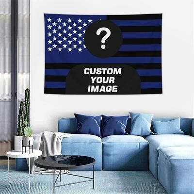 Uplifted Finds Personalized Photo Custom American Flag Tapestry Room Decor Banner For Family Pets & Idols qz009 95x73cm