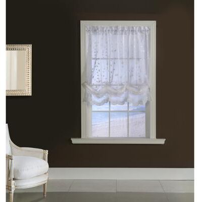 Habitat Grandeur Embroidered Sheer Curtain Valance and Tiers with Scallop Detail