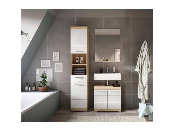 Badezimmer Lambada Eiche Dekor/Weiß B: 97 cm