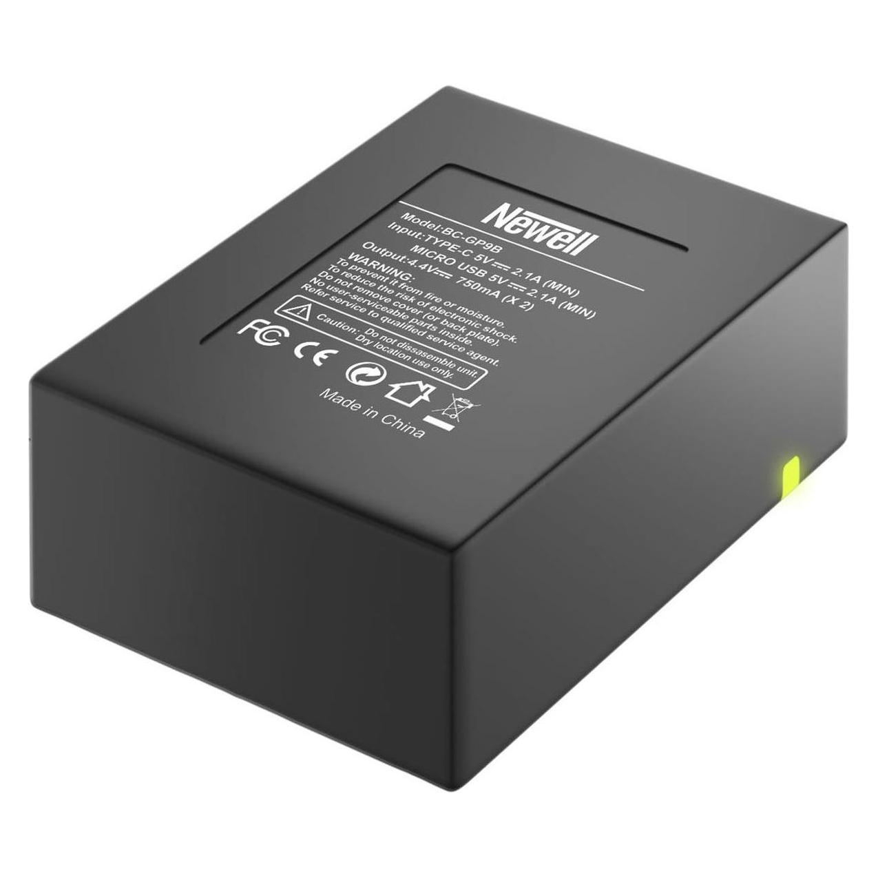 Newell Battery SDC-USB AHDBT-901 Dual Channel Charger for GoPro HERO 9 Black (Kamera Akku Ladegerät) (11756-uniw)