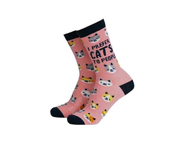 Smiling Faces MAKING SMILES SINCE 2001 Sock Therapy Bamboe Sokken Voor Vrouwen - Fun, Novelty Socks, Ik geef de voorkeur aan katten boven mensen (vrouwen), 37-40 EU
