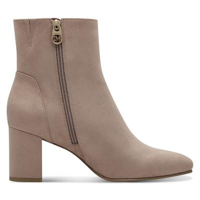 Stiefelette MARCO TOZZI BY GMK "LODE", Damen, Gr. 42, wärmend, grau (taupe), Textil, Veloursleder, unifarben, Schuhe Stiefelette, Blockabsatz, Abendschuh, Businessschuh, Feel Me-Ausstattung