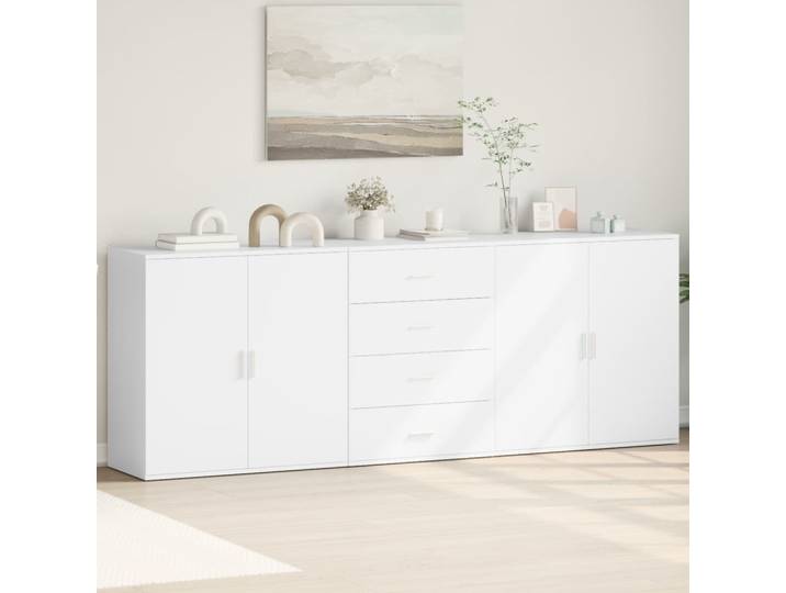 vidaXL Sideboards 3 Stk. Weiß Holzwerkstoff