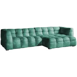 KAWOLA Sofa ROSARIO Ecksofa Velvet petrol Recamiere rechts