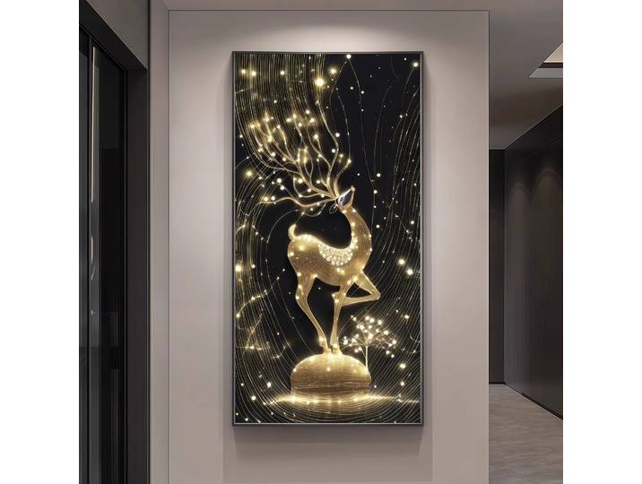 Lumière de luxe cerf cerf richesse faisant entrée Led décoration peinture décoration de la maison couloir salon mur peinture lumières