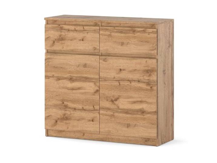 AZTeam ELVA Kommode 100 cm – Sideboard mit 2 Schubladen und 2 Tür, Moderne Kommode für Wohnzimmer, Schlafzimmer und Flur – 100x97x35cm (Wotan Eiche)