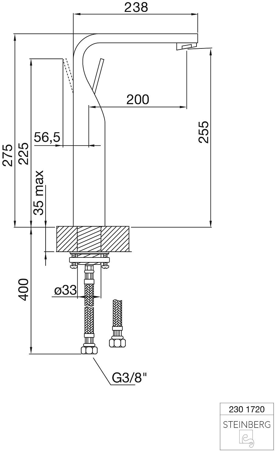 Steinberg Serie 230 Waschtisch-Einhebelmischbatterie