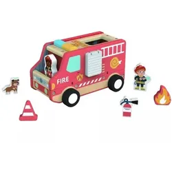 Tooky Toy: Feuerwehrwagen aus Holz mit Zubehör