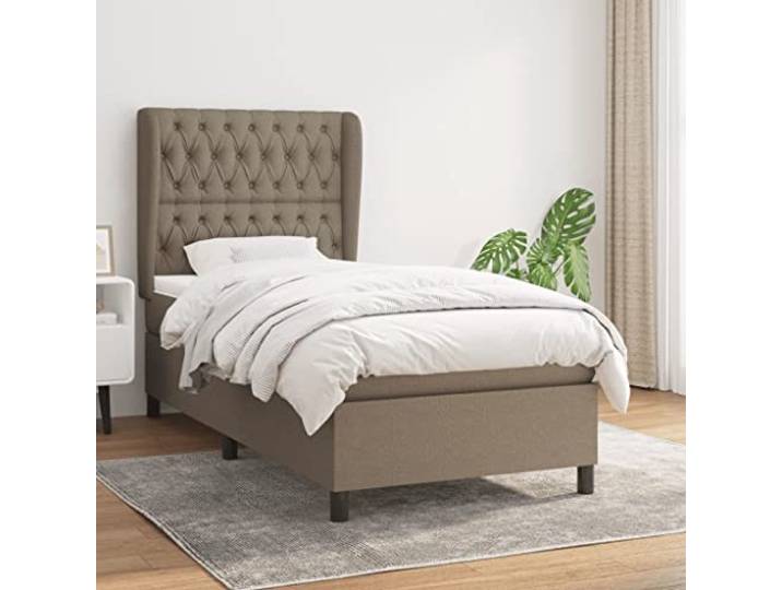 RJPLMFV Lattenrost mit Matratze, Taupe, 90 x 190 cm Verstellbarer Kopf, Taschenfedern, Rückenstütze, atmungsaktiver Stoff