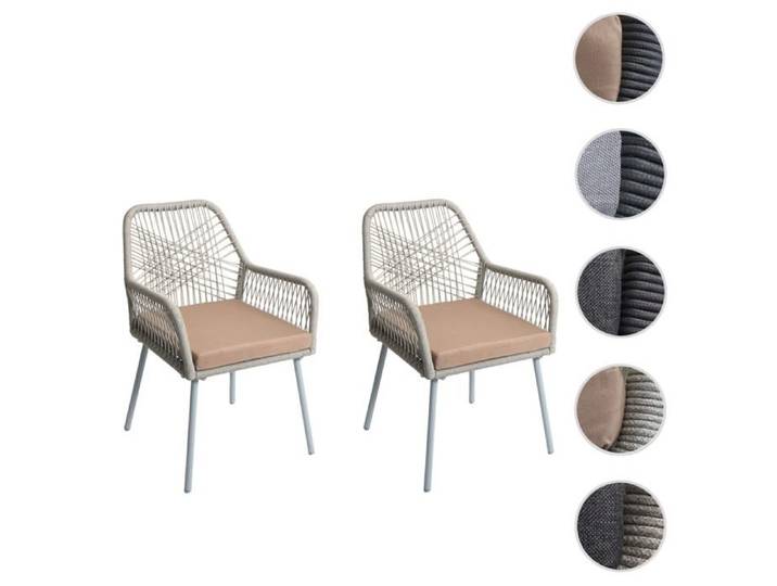 MCW Lot de 2 chaises de jardin MCW-O12 gris clair tissu taupe