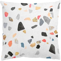 DEKOKISSEN Weißer Terrazzo mit Goldsteinchen 50/50 cm