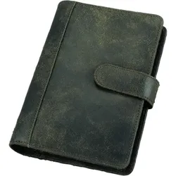Jüscha bind Systemplaner A6 Echt Leder split washed Druckknopf vintage Optik Kalender Terminkalender braun 10101