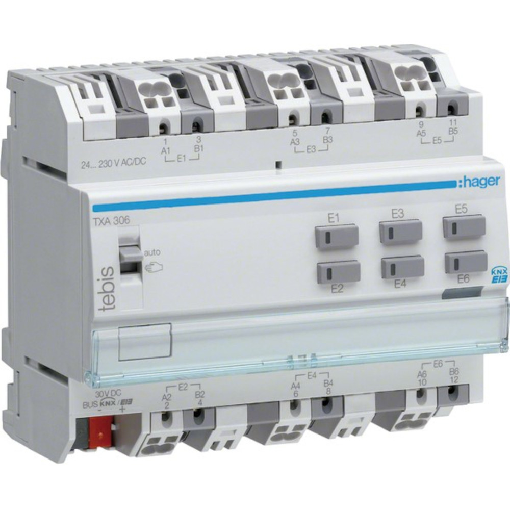 Hager Binaire ingang, 6-voudig, TXA306, universeel, REG, KNX