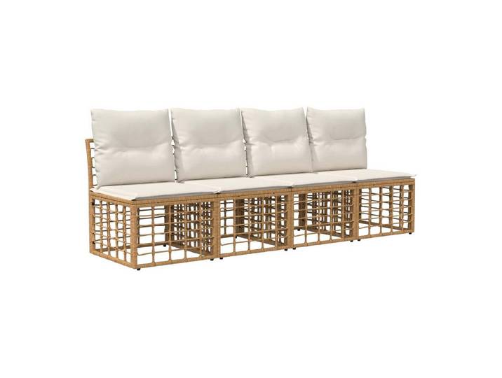 vidaXL Loungesofa 4-Sitzer Garten-Sofa ohne Armlehnen 4 stk. 4-Sitzanzahl Natur, 4 Teile