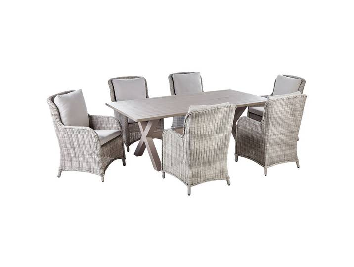 GARTENMÖBEL SET 6-Sitzer Aluminium taupe Cascais
