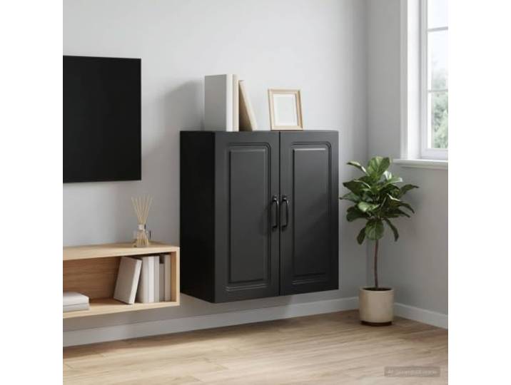 RJPLMFV Wandschrank, Schwarz, 59 x 31 x 60 cm, Holz, Technik Verstellbare Regale, geräumige Aufbewahrung, Haus und Büro, leicht zu reinigen