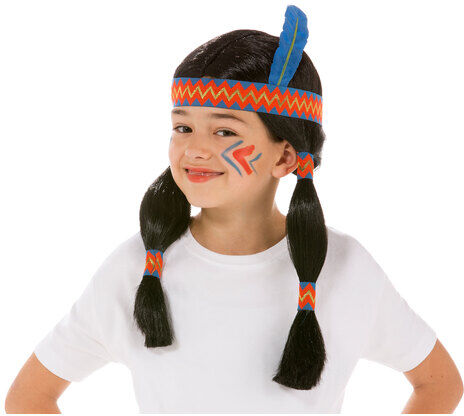 Kinder-Zopfperücke "Indianer", schwarz