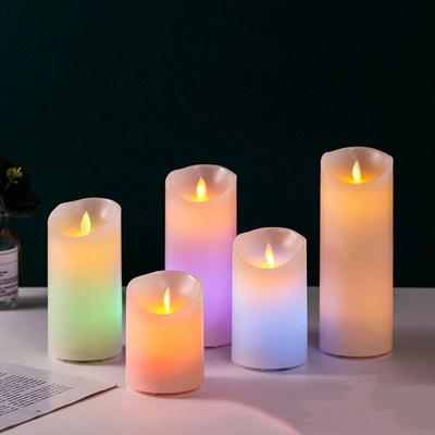 Inspired Living USB Rechargeable RGB Flameless Pillar Candle With Remote Control And Dancing Wick 1pc H15cm Only smooth Look