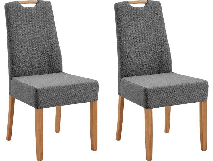 Esszimmerstuhl NIEHOFF SITZMÖBEL Molino , grau, Webstoff, Arte grey, Stühle, Esszimmerstuhl, Griff im Rücken, 2er-Set, Füße und Griff massive Eiche
