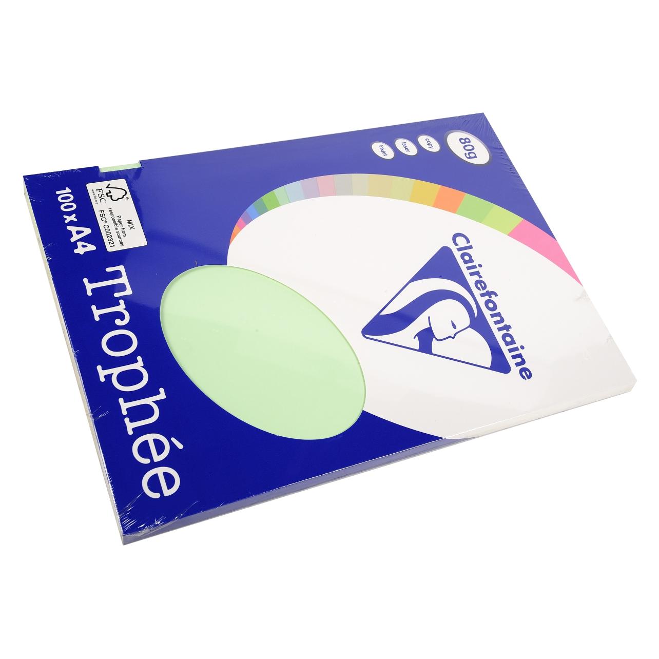 Clairefontaine Kopierpapier Trophee A4 80g/qm 100 Blatt grün (A4, 100 Blätter, 80 g/m²) (4105C)