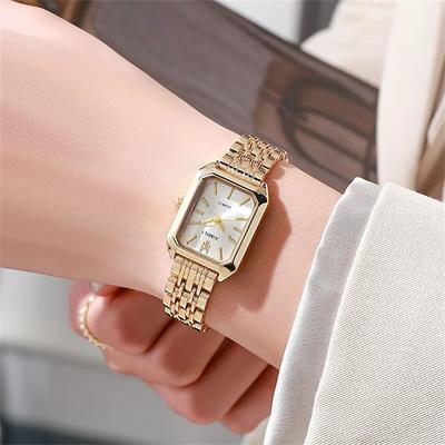 Uplifted Finds Womens Minimalist Square Quartz Watch Orange Silicone Strap Casual Sports white