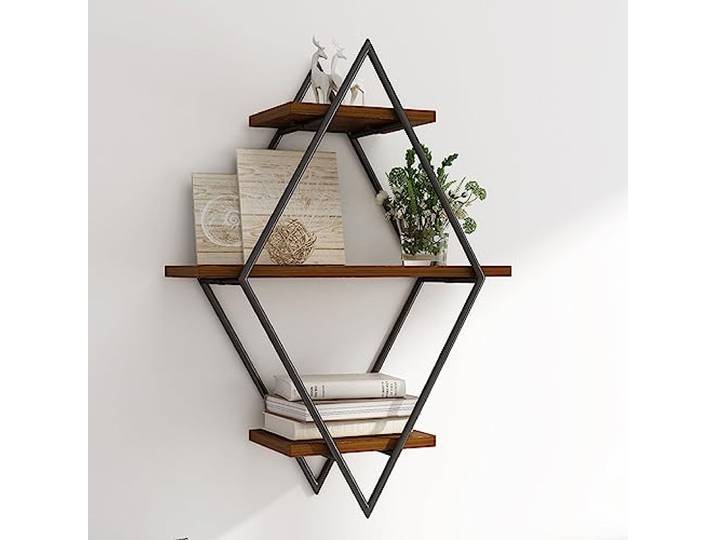 3-stufige Holzschwebeplatten Wandmontage Rustikaler Farmhausstil Industrielle Geometrie Schwerlast Hängende Schwebende Regale Für Schlafzimmer, Lagerung, Küche, Wohnzimmer ( Color : Black walnut , Siz