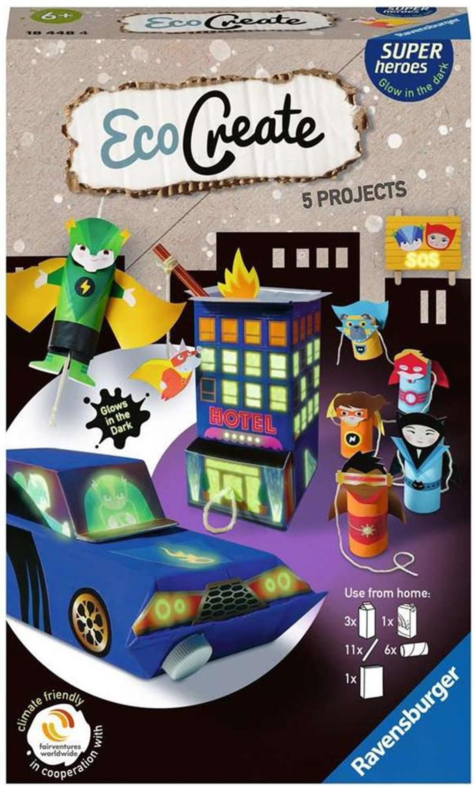 Ravensburger EcoCreate Superhelden knutselset voor kinderen vanaf 6 jaar, meerkleurig
