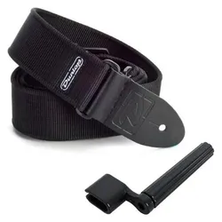 Dunlop D38-09BK Gitarrengurt lang mit Saitenkurbel, Gitarre Zubehör, Schwarz