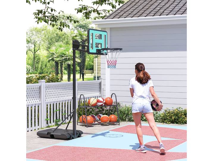 SPORTNOW Panier de Basket Réglable 146-236cm Acier Noir à Roulettes